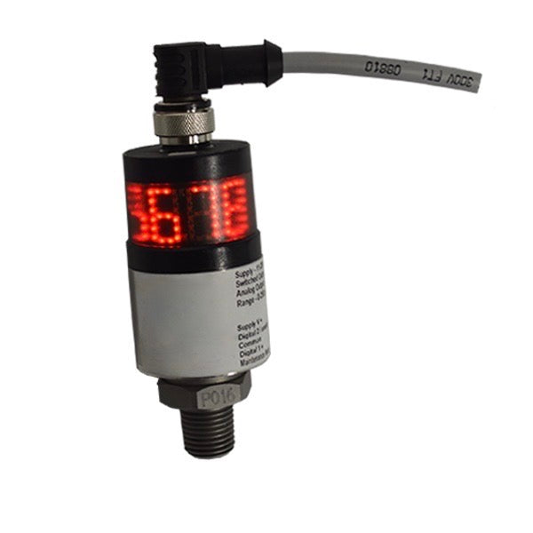 Pressure Transducer 1 switch output N/C 1 output 4-20mA 24 VDC supply 0-250 psi 1/4 NPT male 5-pin M12 electrical connection