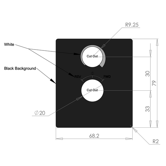 Micro-Compact Switch Facia label to suit Switched Units